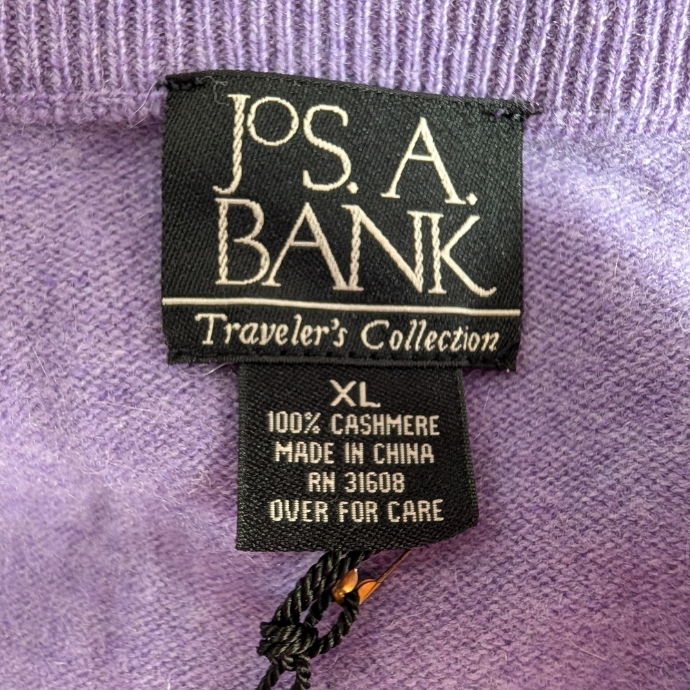 Jos A Bank Traveller's Cashmere Purple V-neck Pullover Knit Sweater - XL - Picture 2 of 14